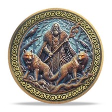 Ancient Viking Challenge Coin Odin and Wolves Norse Myth Viking Collectible Coin picture