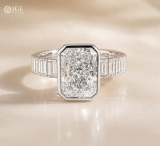 IGI 3 CT Radiant EF/VS1 Lab Created Diamond Anniversary Gift Ring 14K White Gold picture