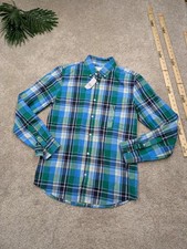 Gap Shirt Mens Medium Blue Green Plaid Long Sleeve Button Down Slim Fit Casual picture