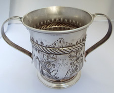 STUNNING HEAVY ANTIQUE 18TH CENTURY GEORGIAN 1772 STERLING SILVER DRINKING CUP picture