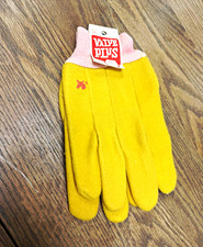 Vintage Value Plus Chore Work Gloves Deadstock Style 429 Yellow Pink Knit Cuff picture