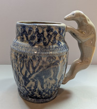 Vintage BBP Beaumont Brothers Pottery Dee Mug Hound Dog Handle Salt Glazed picture