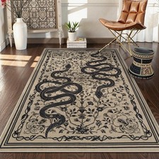 8x10 Washable Non Slip Area Rug Soft Black Snake Print Carpet for Living Room picture