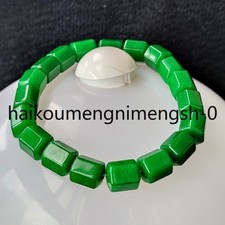 Certified Grade A Green 10mm Burma Jade jadeite Multi Sided Beads Bracelet 7.5