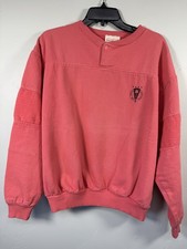 Vintage Palm Springs Club Henley Crewneck Sweatshirt Coral Sun Faded Men's M picture