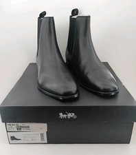 Coach Metropolitan Chelsea Black Leather Men's Dress Boots 11D Studded MSRP $325 picture