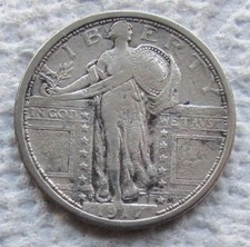 1917-D Type 1 25C Standing Liberty Silver Quarter Rare Key Date XF Cleaned Pits picture