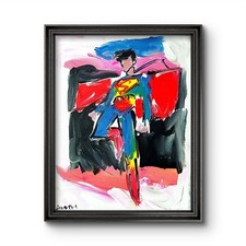 Aleph Hand Painted 11x14 Superman Pop Art Canvas Living Room Wall Decor picture