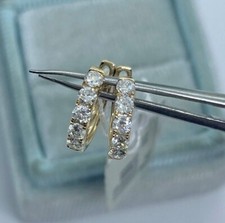 0.65Ct Lab Created Diamond Small Huggie Hoop Earrings 14K Yellow Gold Plated picture