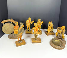 Vintage Hand Carved Wood German Hobo Band Musician Figurines Complete Set of 6 picture
