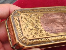 V RARE ANTIQUE 18TH CENTURY DUTCH TOBACCO BOX DECORATED ON BOTH SIDES HUNTING  picture