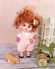 OOAK OB11 Artist Doll Handmade Girl Doll + 2 Outfits picture