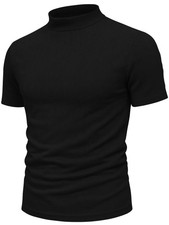 URBAN BUCK Mens Mockneck Sweatshirt Slim Fit Short Sleeves Turtle neck Sweater picture