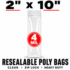 2x10 Clear  Bags 4 Mil Reclosable Poly Bags Heavy Duty Long Parts picture