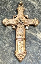 Antique Large Victorian Rolled Gold Fancy Cross - 61 mm - 6.4 grams picture