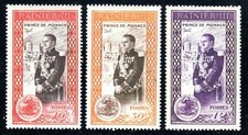 Monaco Scott # 247 - 249 Mint Never Hinged 1950 Prince Rainier III Short Set picture