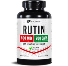 HealthFare Rutin 500mg Rutoside Bioflavonoid 200 Caps Vascular Health USA Made picture