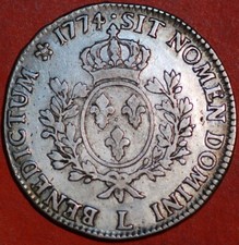 1774 France ECU L Louis XVI Mint Bayonne KM#512.12 Silver picture