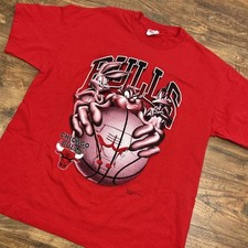 Vintage Chicago Bulls T Shirt RARE Looney Tunes Taz Bugs Bunny 1997 Red Graphic picture
