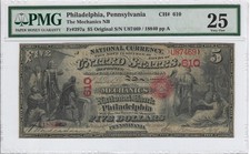 1865 $5 Original FR#397b MECHANICS NB Philadelphia PA CH#610 PMG VF25 Nice Type picture