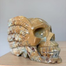 3.1LB Hand Carved Natural Caribbean Skull Statue Crystal Healing Carving Decor picture