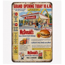 McDonalds Hamburgers Vintage Metal Sign Grand Opening 1950s Era Replica  3 Sizes picture