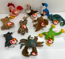Ty Beanie Babies Lot of 10 Plush Toys with Tags, Vintage 1990s Assorted picture
