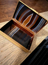 Antique gilt-metal banded agate snuff box 18th 19th century  picture
