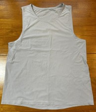Lululemon Run On Tank Top Light Chrome Grey Open Back Mesh Running Womens Size 8 picture