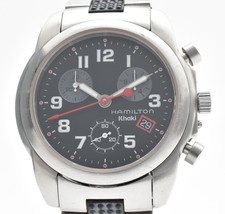 HAMILTON Khaki 6313 Chronograph Black Dial Date Quartz 40mm Men's Watch JAPAN picture