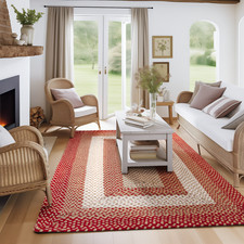 Country Braided Area Rug Farmhouse Red Rug for Living Rooms and Bedroom picture