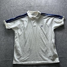 Vintage Print-Ons Polo Shirt Mens Large White Unitek Striped Sleeve 80s 90s picture