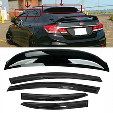 Fit 06-11 Honda Civic 4DR Sedan Mugen Style Wavy Window Visor + Rear Roof Visor picture