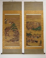 Japanese Hanging scroll Kakejiku ArtPainting Eitoku Kano Demon Slaying Oni Yokai picture