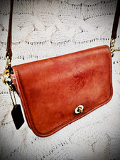 Vtg 80s Coach Penny Pocket  Crossbody British Tan Leather USA 9755 picture