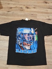 Vintage 1996 Lee Sport Detroit Lions NFL T-Shirt Black Mens X Large picture