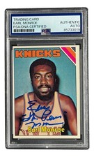 Earl The Pearl Monroe Signed 1975/76 Topps #73 Knicks Trading Card PSA/DNA picture