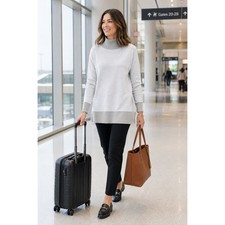 NWT Talbots Travel Capsules AirKnit Turtleneck Tunic Sweater Gray L picture