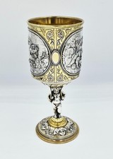 FINE VICTORIAN ELKINGTON & CO NEOCLASSICAL GILT ELECTROTYPE WINE GOBLET c1870 picture