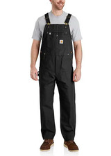 Carhartt R01 Men's Black Relaxed Fit Duck Bib Overalls Workwear picture