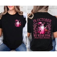 In October We Wear Pink Ghost Shirt, Halloween in October We Wear Pink, Breast  picture