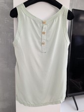 CHANEL Boutique 80-90's CC Gold Buttons Sleeveless Blouse Top Shirt Tank Vest S picture