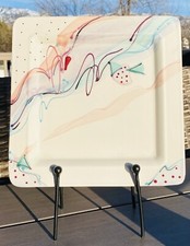 Vtg CLAY & COLOR STUDIO of CALIFORNIA 11”sq Art Pottery Platter Abstract Design picture