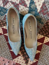 Marc Defang Custom Pumps Womens 8.5 Handcrafted AB Crystals picture