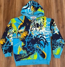 Vtg Pepe Jeans AOP Spider Web Full Zip Hoodie 2XL NWT Y2K Cyber Grunge RARE picture