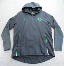 Oregon Ducks Jacket Mens Large Black NCAA Football Nike Hooded 1/4 Zip Pullover picture