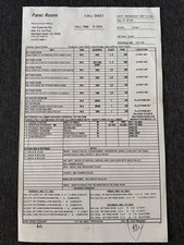 PANIC ROOM JODIE FOSTER ORIGINAL CALL SHEET RARE 2002 DAVID FINCHER picture