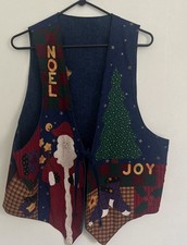 Vtg Handmade Womens XL Quilted Christmas Vest Holiday Party Ugly Santa Grandma picture