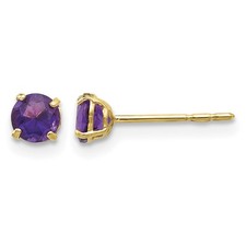 Madi K Amethyst Round Stud Post Earrings 4mm 14k Yellow Gold Women's Solid picture