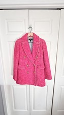 J.Crew Diamond Tweed herringbone Coat Pink Wool Alpaca Blazer Womens XS Size 0  picture